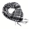Cross-border best-selling desert tactical scarf, Arabian headscarf, black and white checkered square scarf, jacquard tassel scarf manufacturer Item Picture